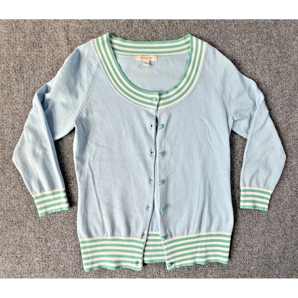 Bogari  Women's Grey Silk‎ Lightweight Long Sleeve  Cardigan Sweater Size Small